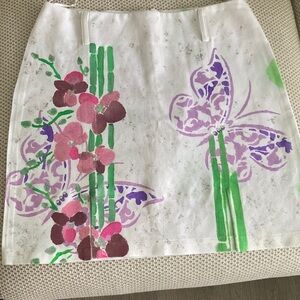 Floral Print White Skirt